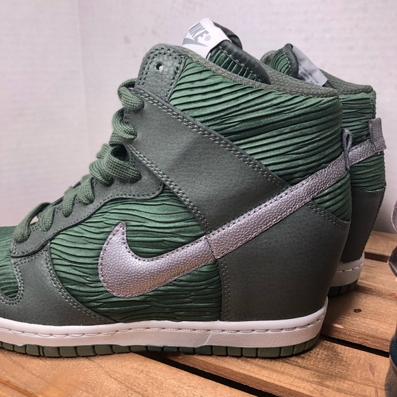 Nike Dunk Sky Hi size 9 wedge sneakers shoes green - Picture 5 of 6